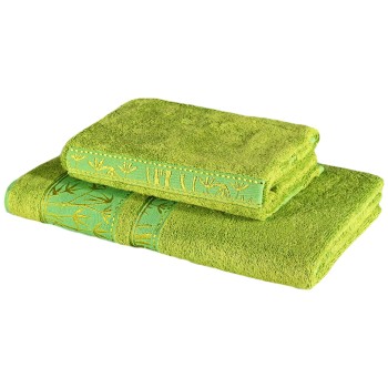 Sada 2 kusů zelené bambusové osušky a ručníku EMI